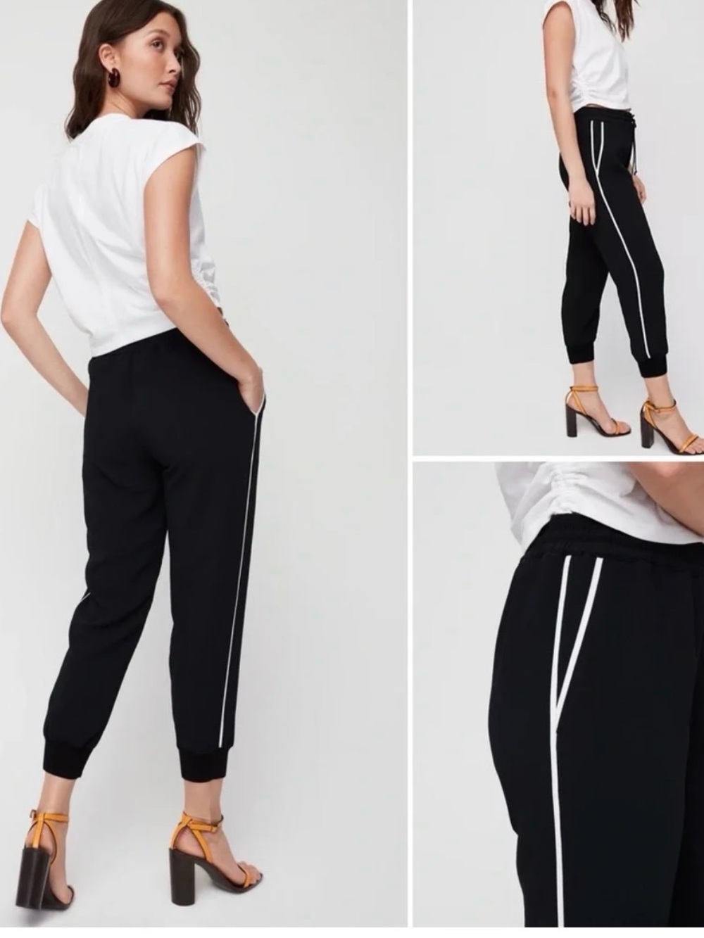 Aritzia WILFRED Buffon Jogger-Style Pant, Black/Ivory, Size XS